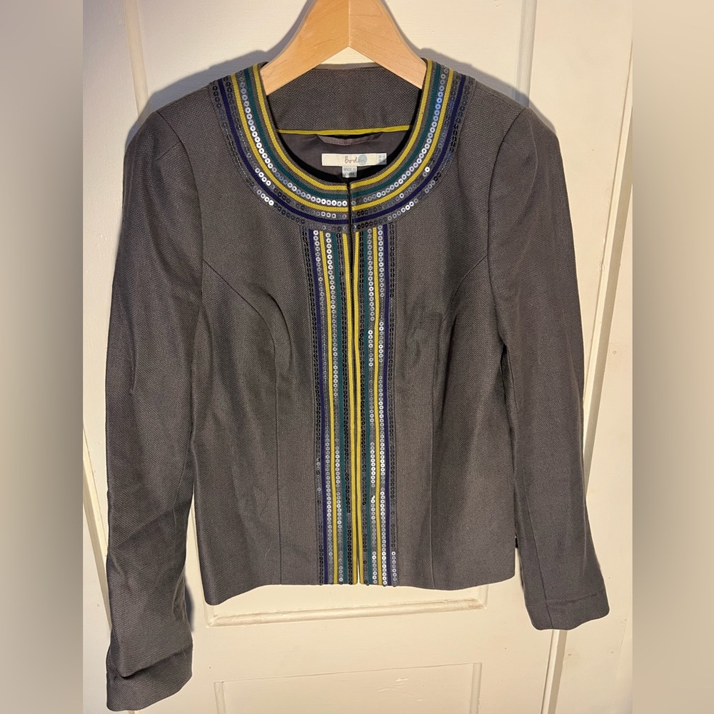 Boden linen cotton blazer jacket with sequin trim